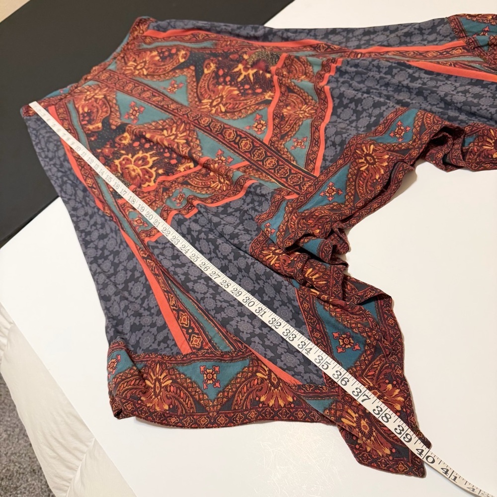Free People Bedouin Traveler handkerchief skirt, flowy Rayon, bohemian print, M - Picture 4 of 10